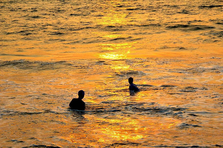 sunset, beach, sea, ocean, water, waterfront, leisure activity HD wallpaper