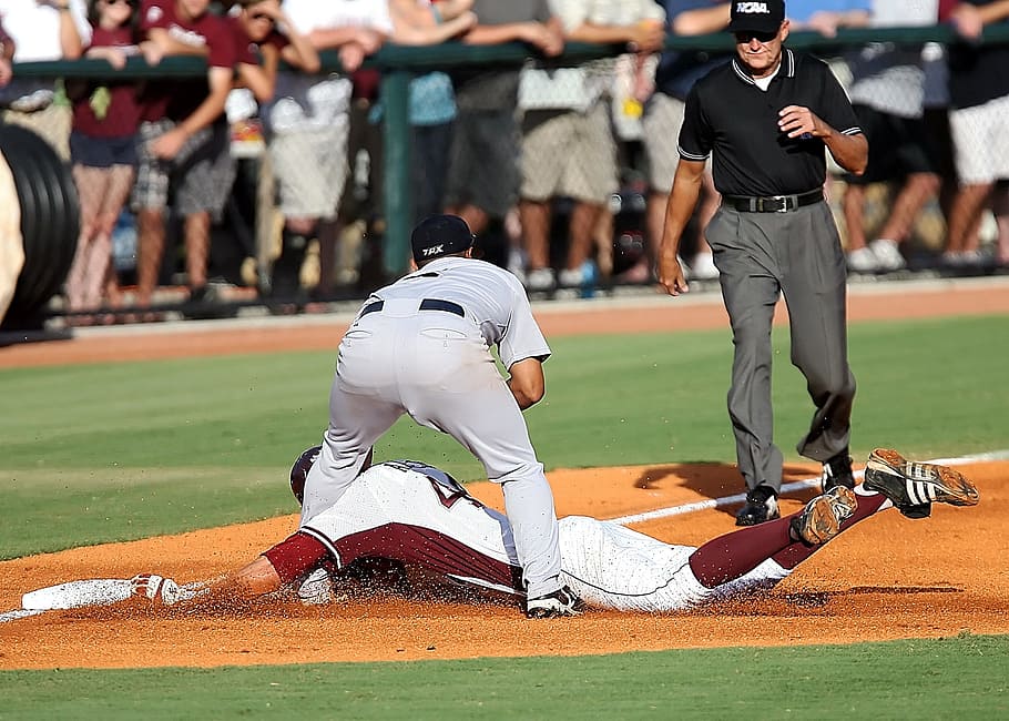 Baseball, Third Base, Play, play at third, umpire, baseball umpire HD wallpaper