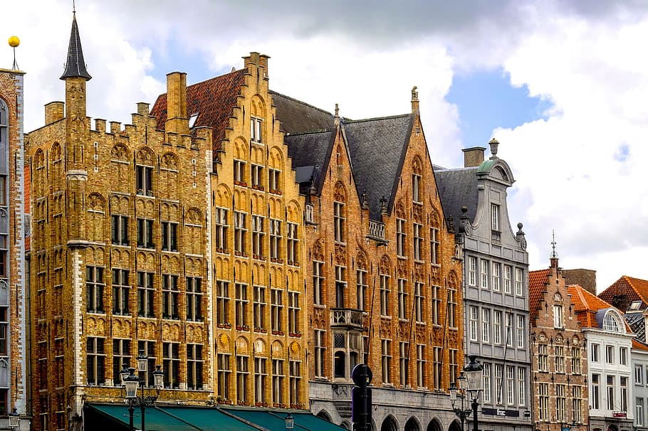 building, facade, brick, architecture, medieval, city, bruges HD wallpaper