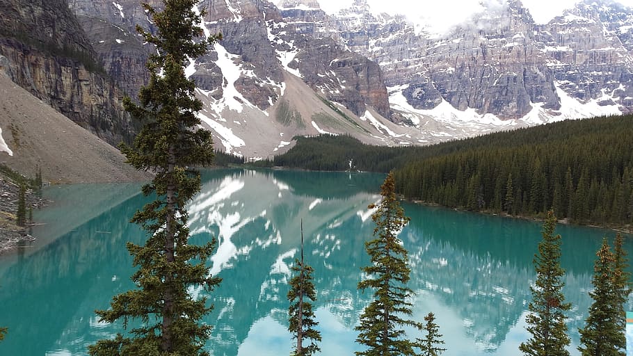 canada, lake, landscape, water, mountain, beauty in nature HD wallpaper