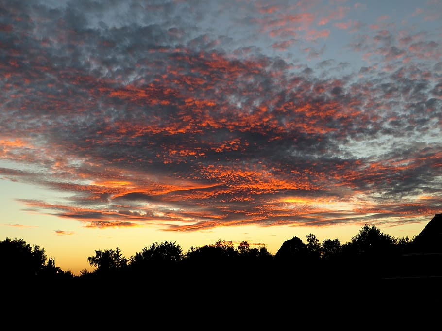 sky, clouds, dark clouds, evening sky, sunset, silhouette, beauty in nature HD wallpaper