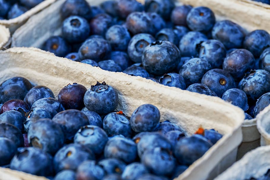 pile of fruits in basket, blueberries, delicious, healthy, food, HD wallpaper