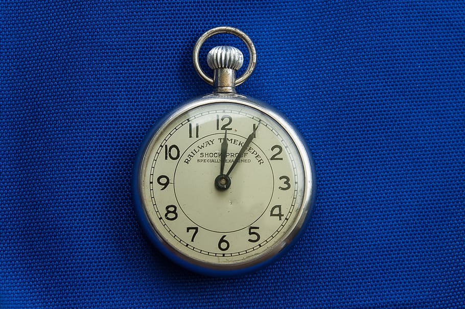 round silver-colored analog pocket watch, nostalgia, clock HD wallpaper