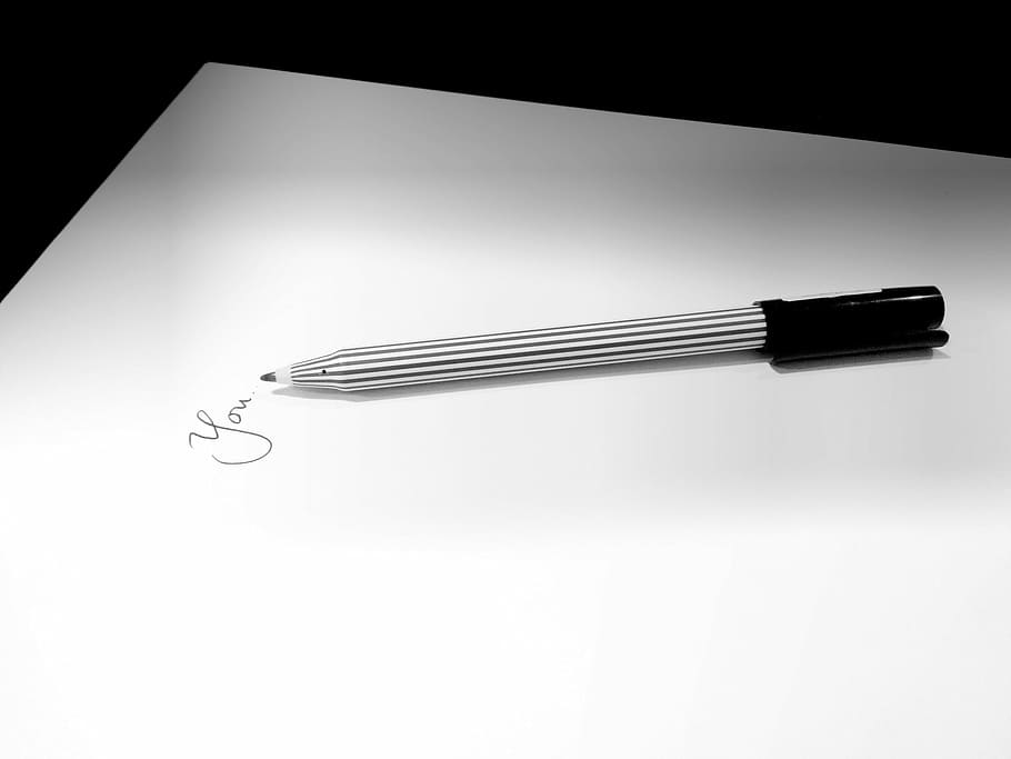 letter, pen, you, note, black and white, handwriting, indoors HD wallpaper