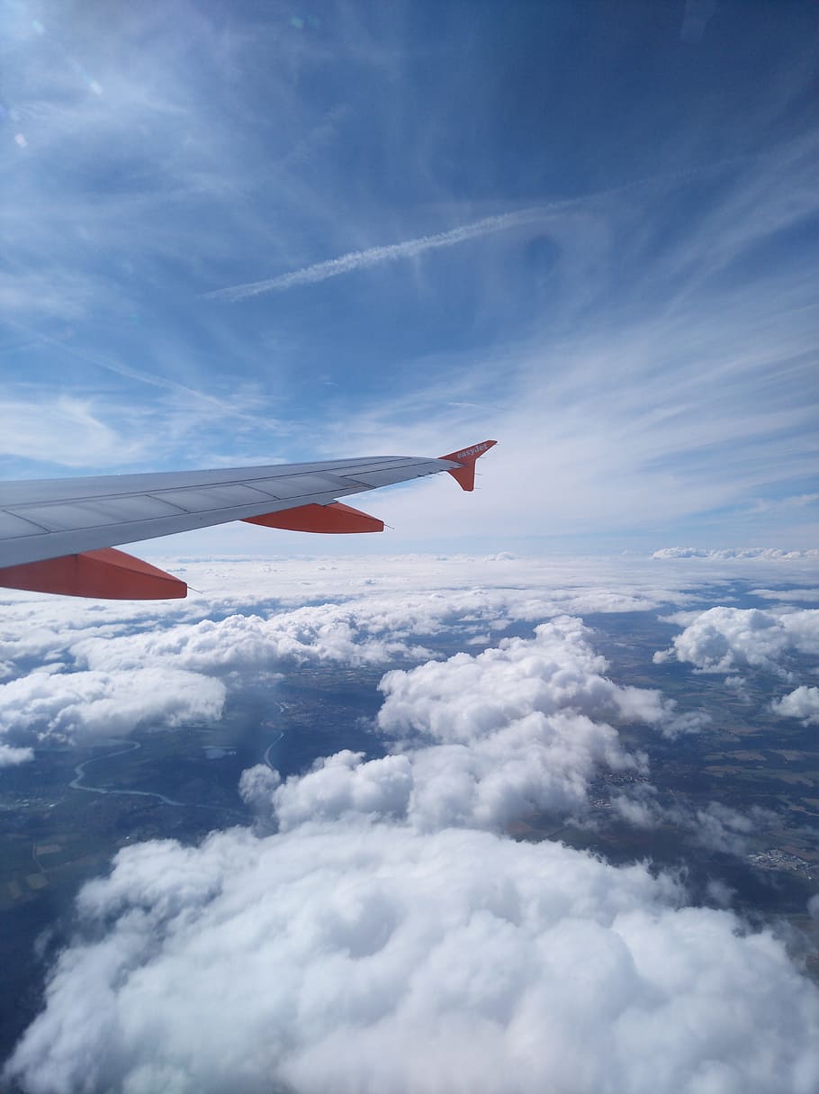 plane, clouds, sky, cloud - sky, airplane, air vehicle, flying HD wallpaper