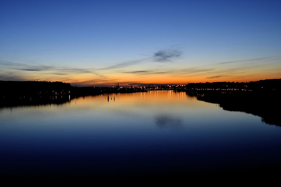 sun, sunset, lake, reflection, water, sky, scenics, tranquil scene HD wallpaper
