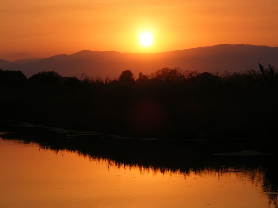 sunset, water, sky, red, orange, fire, beauty in nature, scenics - nature HD wallpaper