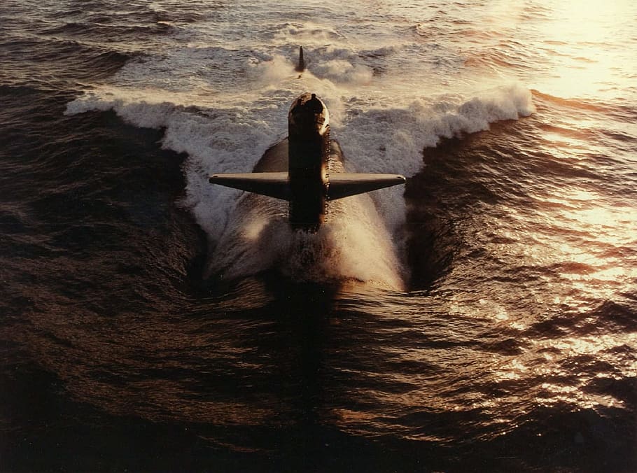 photo of submarine, us navy, uss hammerhead, cruising, surface, HD wallpaper