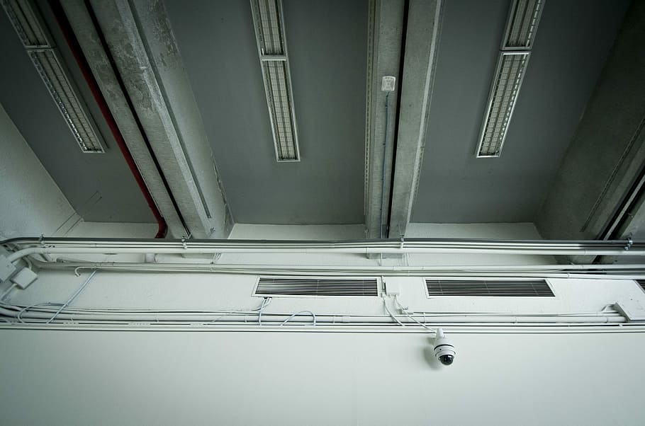 white CCTV camera on white wall, photo of dome-type security camera HD wallpaper