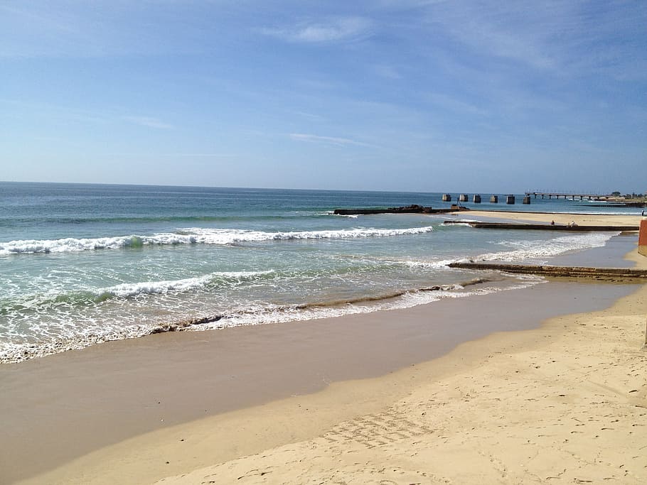 beach, wave, sea, coast, horizon, sand, foam, port elizabeth HD wallpaper
