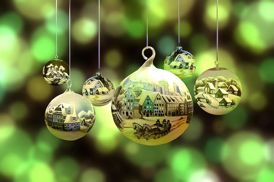 HD wallpaper: six gold Christmas balls, winter, snow, village, landscape,  christmas tree ball santa claus | Wallpaper Flare