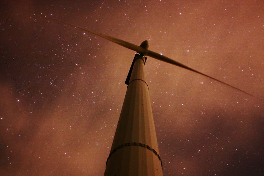 worm's eye view of wind turbine, white windmill, bottom view HD wallpaper