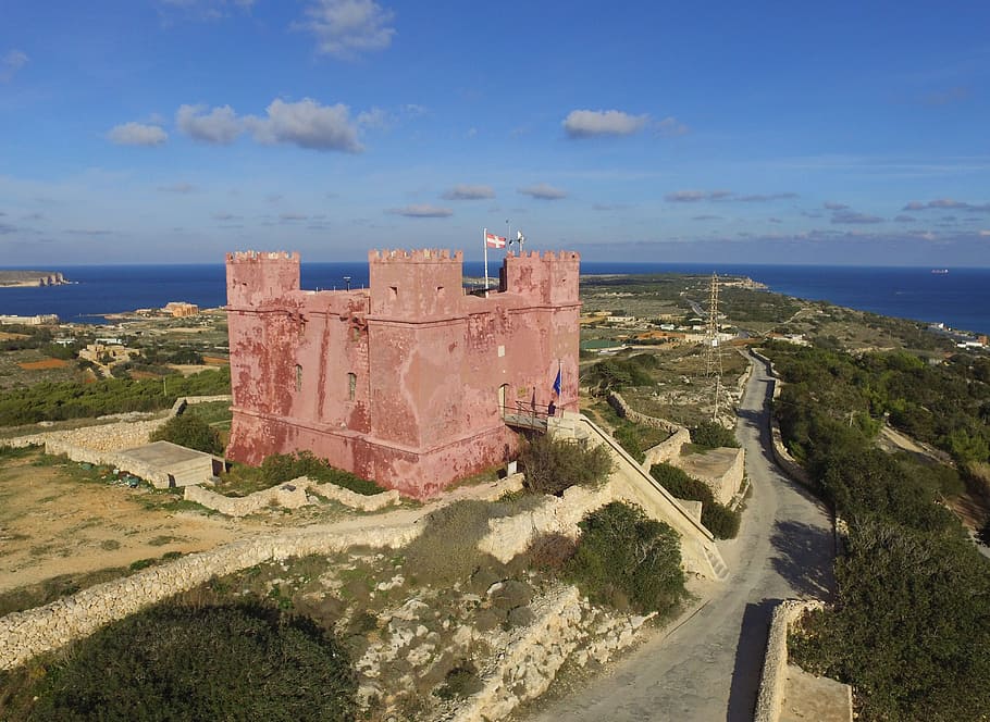 Red Tower, Malta, St Agatha'S Tower, order of s john, architecture, HD wallpaper