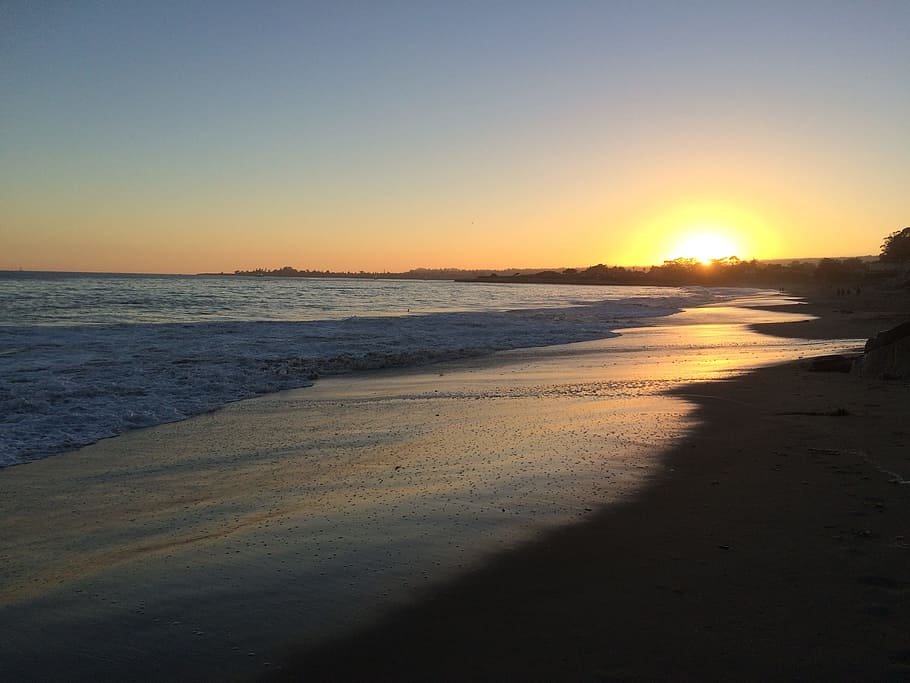 Santa Cruz, Beach, Sunset, sea, nature, wave, scenics, sky HD wallpaper