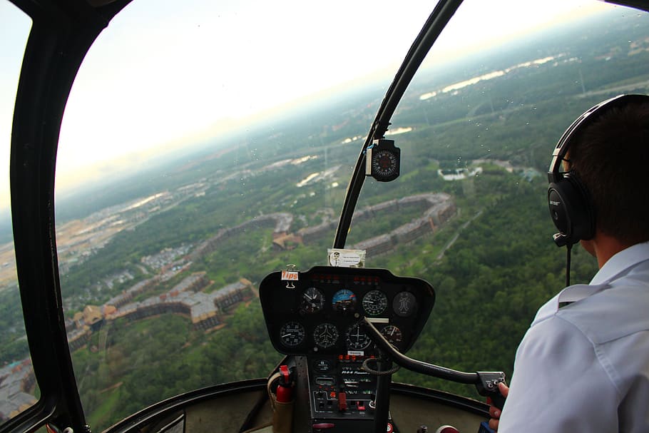 helicopter, flying, flight, birds eye, pilot, aircraft, sky HD wallpaper