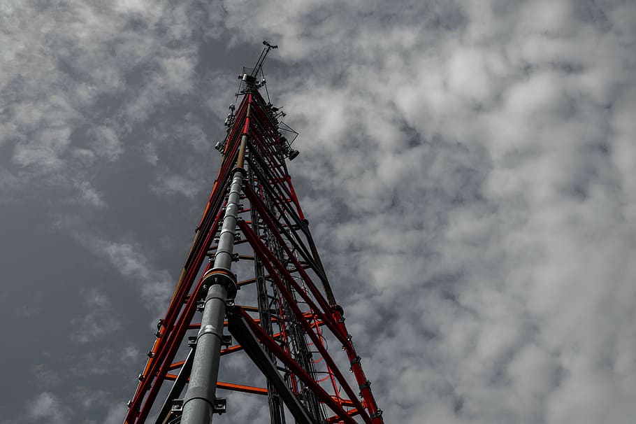 tower, great, high, red, black, white, black and white, radio HD wallpaper