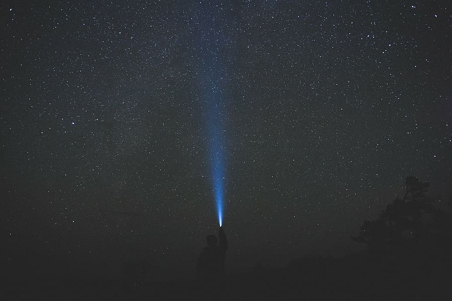 dark, exploration, light, night, person, sky, stars, space HD wallpaper