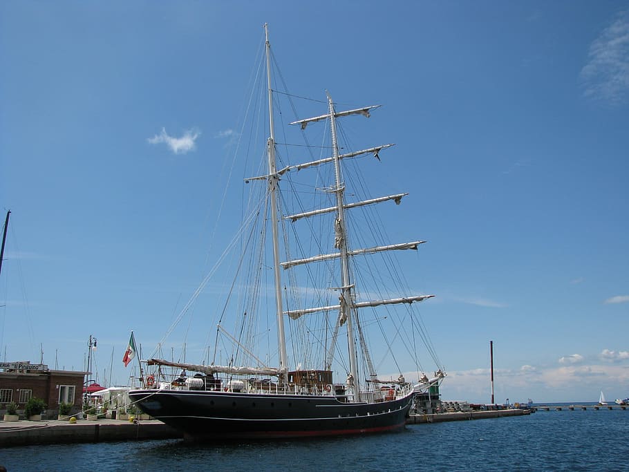 Sailing Vessel, Ship, Masts, Sea, the italia, holiday, sky HD wallpaper