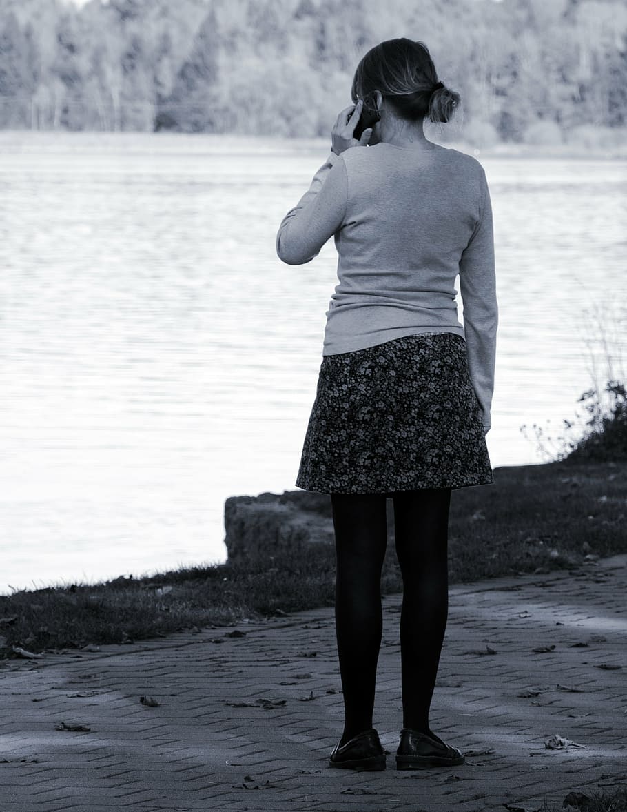 girl, individually, alone, woman, lonely, wait, call, mobile phone