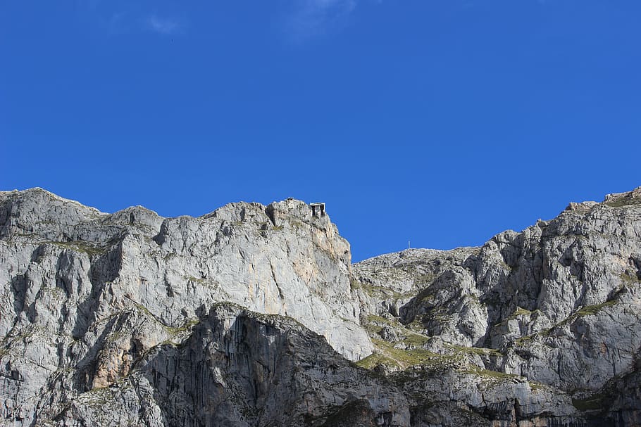 picos de europa, cableway source, pots, rock, solid, rock - object HD wallpaper