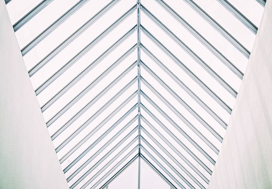 photo of building roof, white painted structural buildin g, ceiling HD wallpaper
