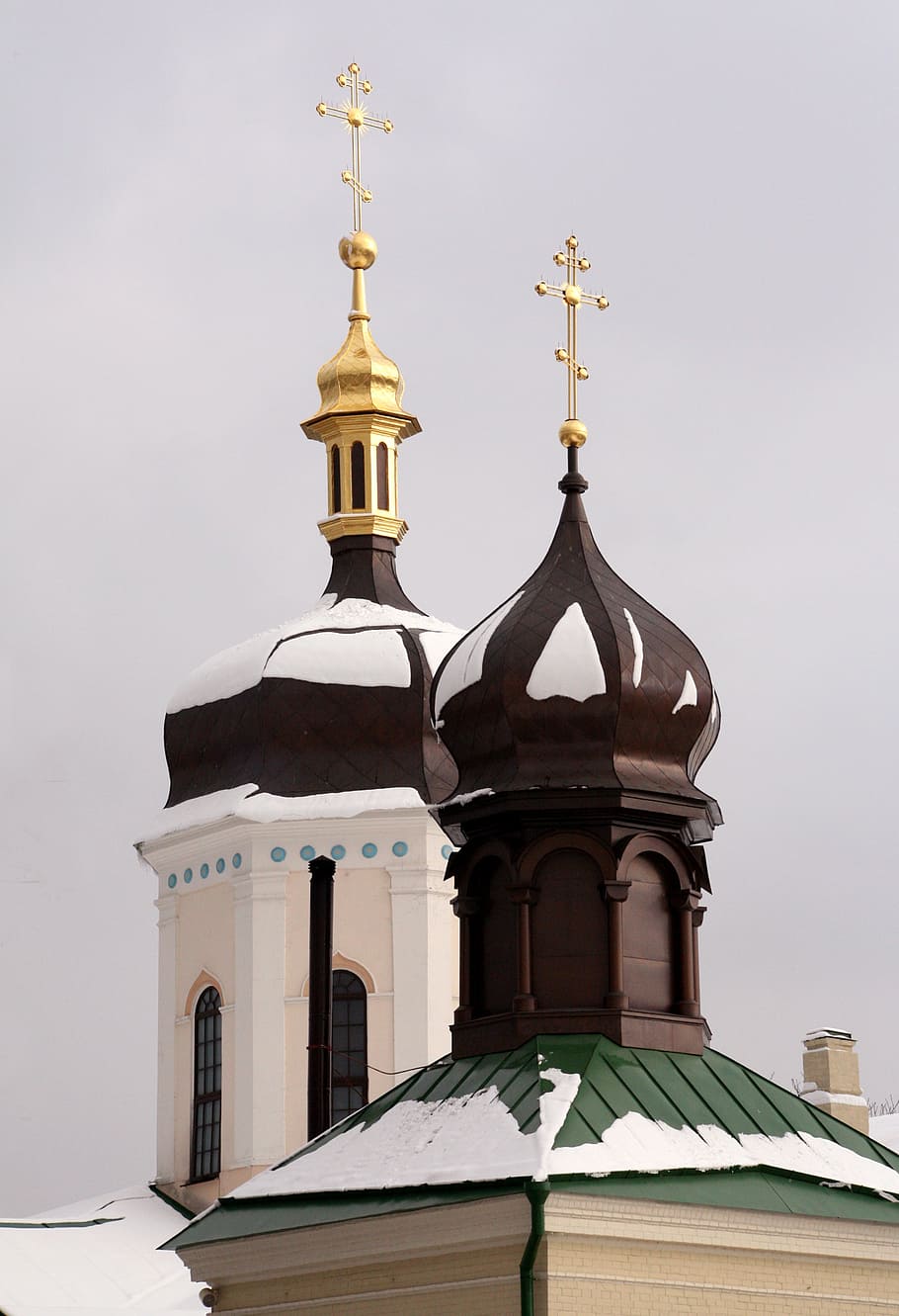 monastery, winter, orthodoxy, cold, frost, dome, cross, building exterior HD wallpaper
