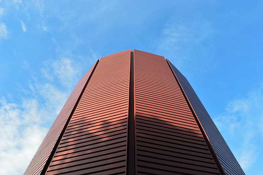 sky, red, clouds, blue, architectural design, architecture, building HD wallpaper
