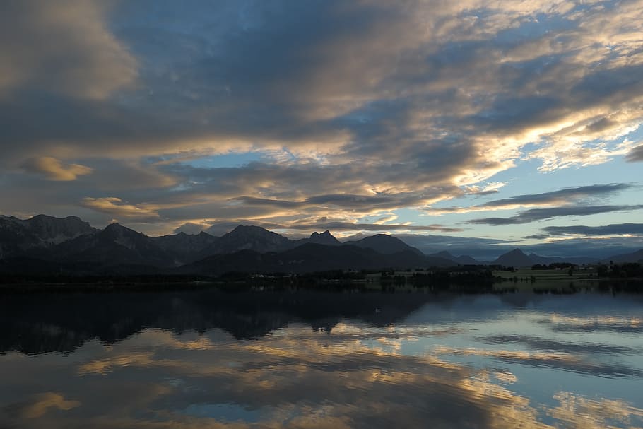 lake, reflections, mountain panorama, mountains, allgäu, recovery HD wallpaper