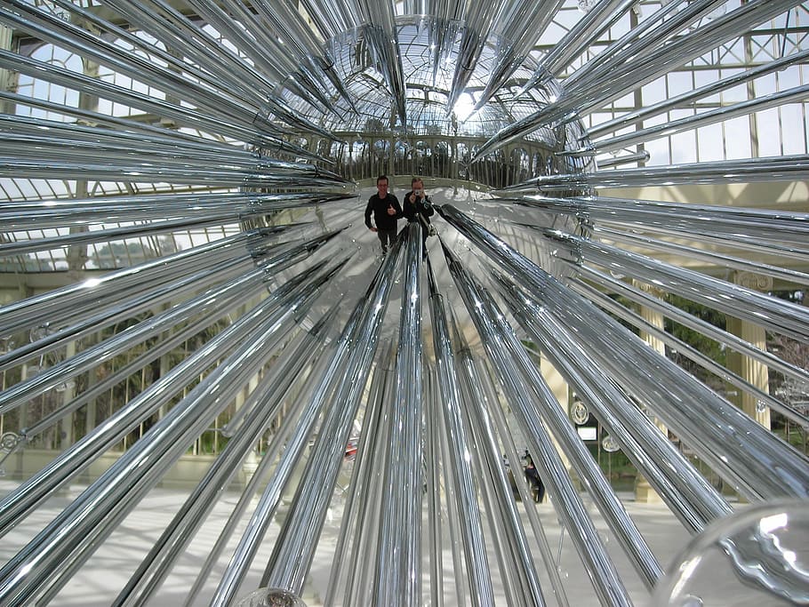 reflection, modern art, sphere, design, mirror, exhibit, elegance HD wallpaper