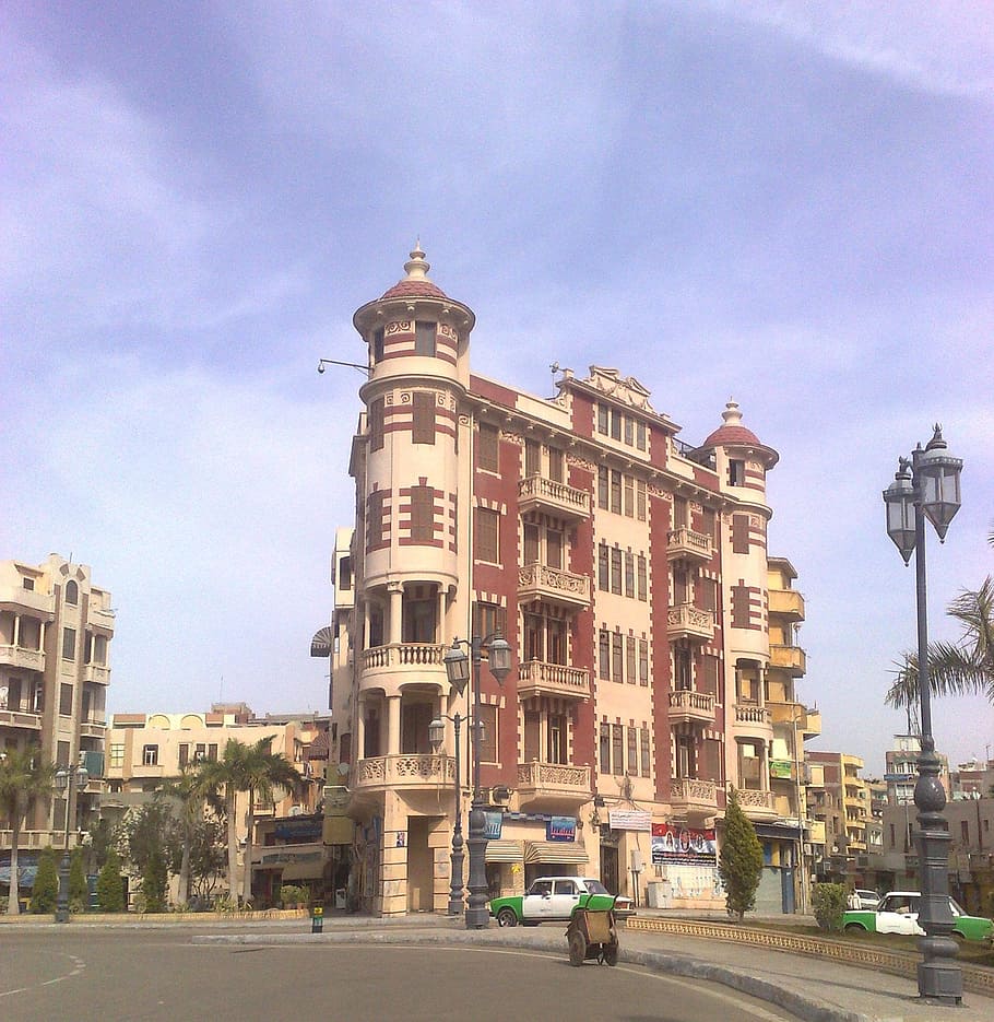 damanhur, egypt, sky, clouds, buildings, cars, streets, architecture HD wallpaper