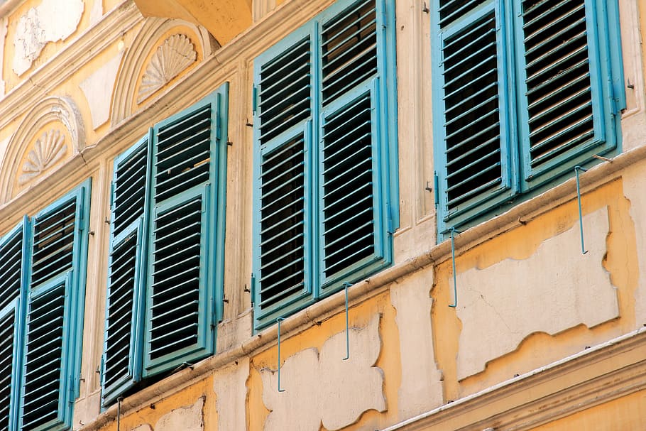 facade, shutters, window, building, wall, architecture, old HD wallpaper