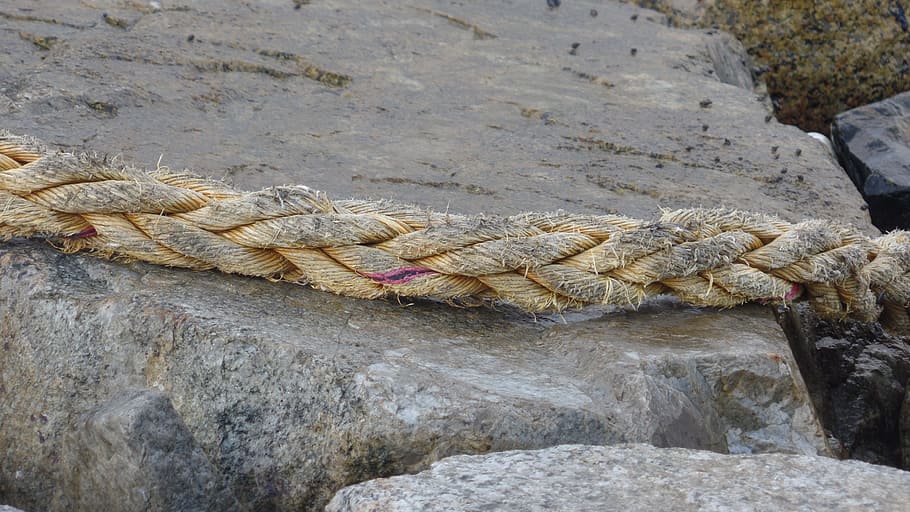 rope, rock, wet, rock - object, solid, day, nature, textured HD wallpaper