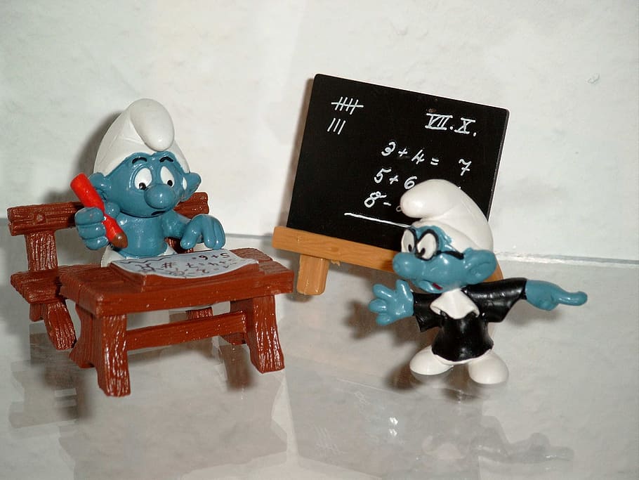 The Smurfs vinyl figurines, school, teacher, students, tarfel HD wallpaper