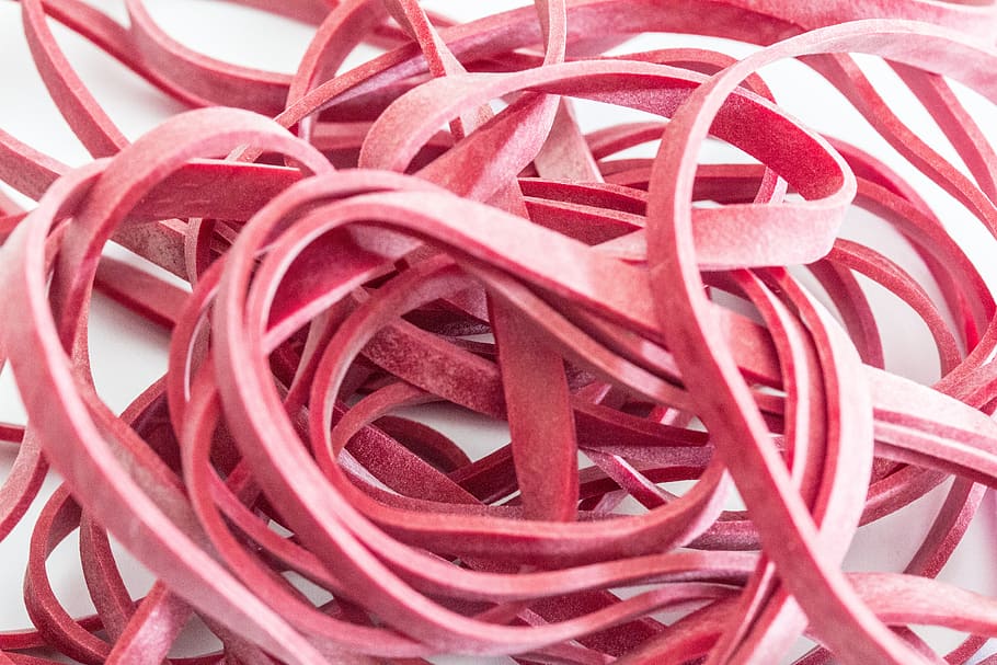 rubber bands, elastic, rings, keep together, office, office supplies