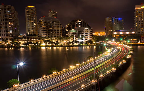 time lapse photography of city, Miami, Florida, Bridge, Brickell HD wallpaper