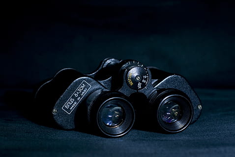 black, binoculars, object, close-up, indoors, black color, black background HD wallpaper