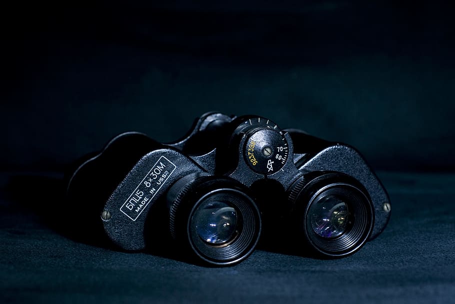 black, binoculars, object, close-up, indoors, black color, black background HD wallpaper