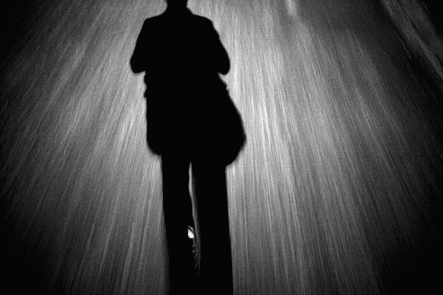 silhouette of man, motion, go, dynamics, shadow, dark, one person HD wallpaper