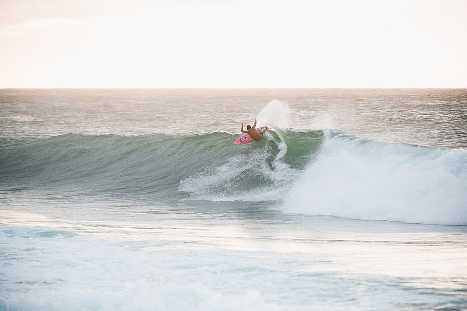 surfer on ocean wave during daytime, person surfing during daytime HD wallpaper