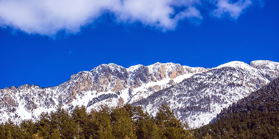 snow, nature, mountain, panoramic, sky, landscape, cold, winter HD wallpaper