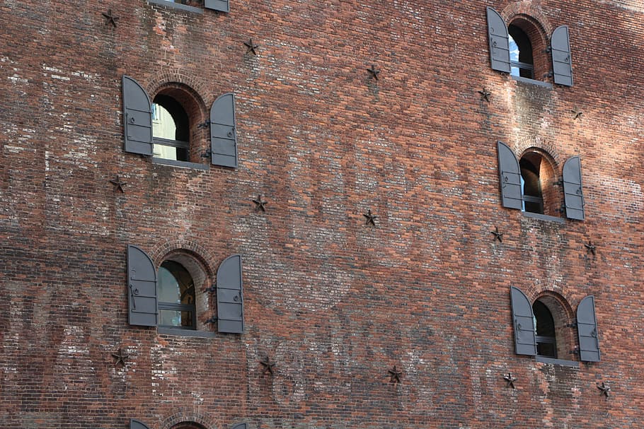windows, wall, bricks, architecture, built structure, building exterior HD wallpaper