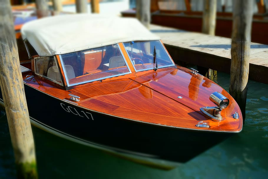 Boot, Venice, Italy, Water, summer, channel, wooden boat, holiday HD wallpaper