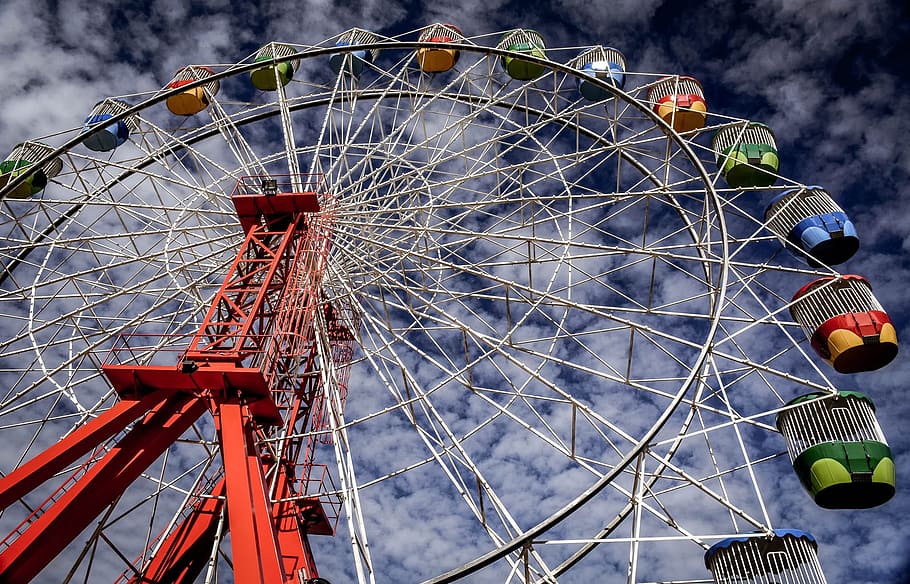 ferris, wheel, fun, park, fair, carnival, ride, sky, entertainment HD wallpaper