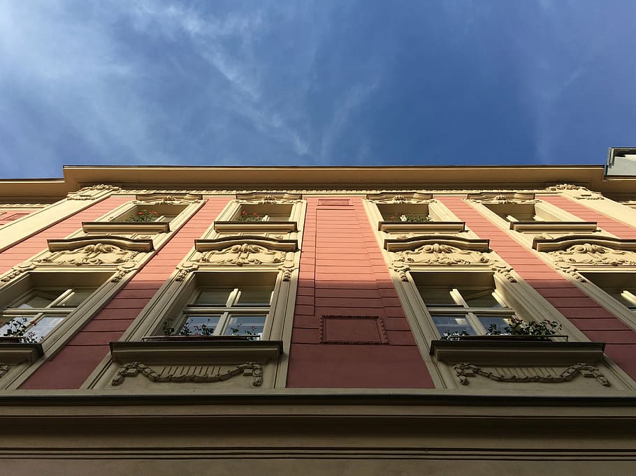 blue, building, old, sky, low angle view, architecture, built structure HD wallpaper