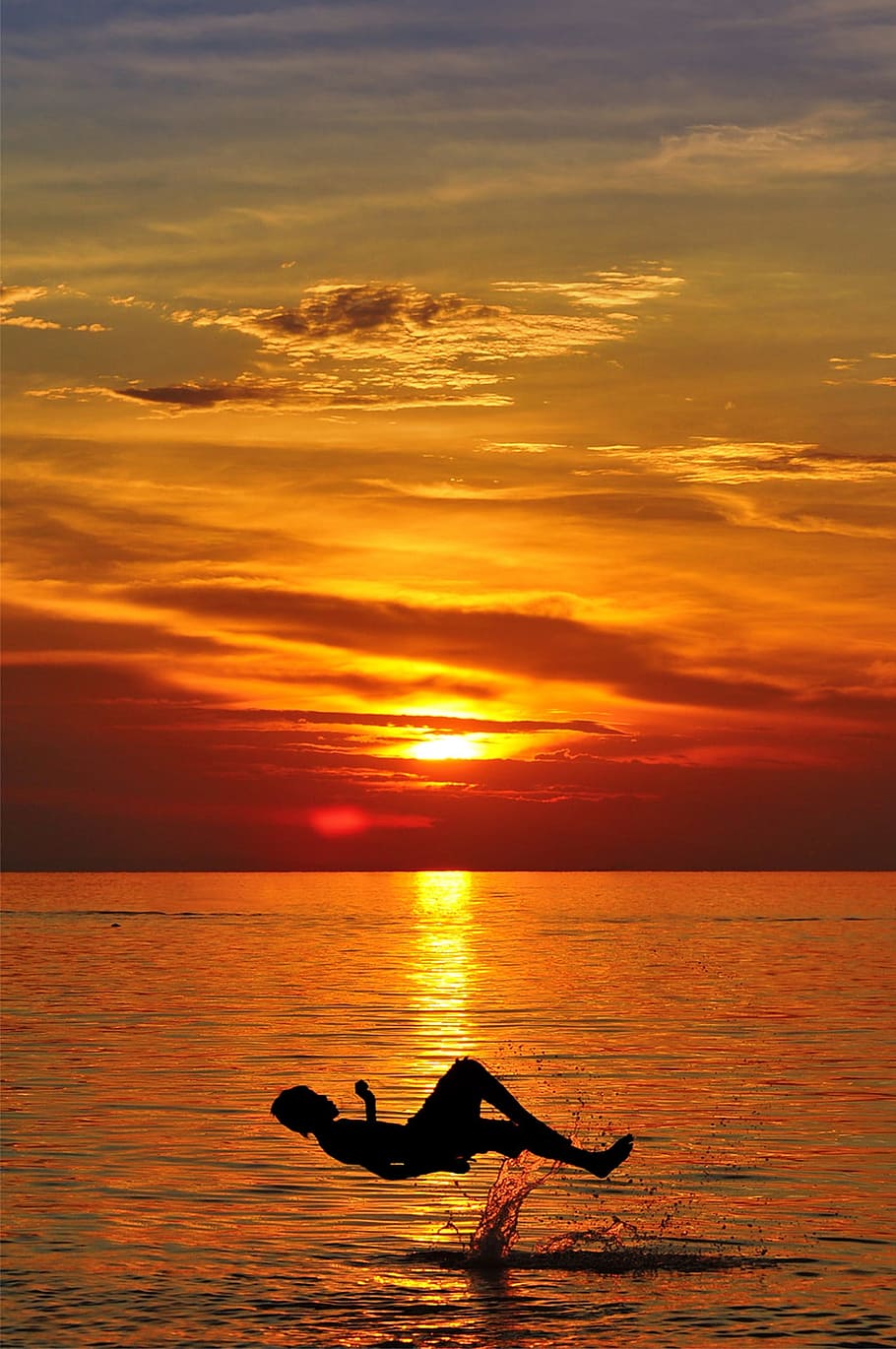 sunset, dawn, water, dusk, silhouetted, outdoors, beach, nature HD wallpaper