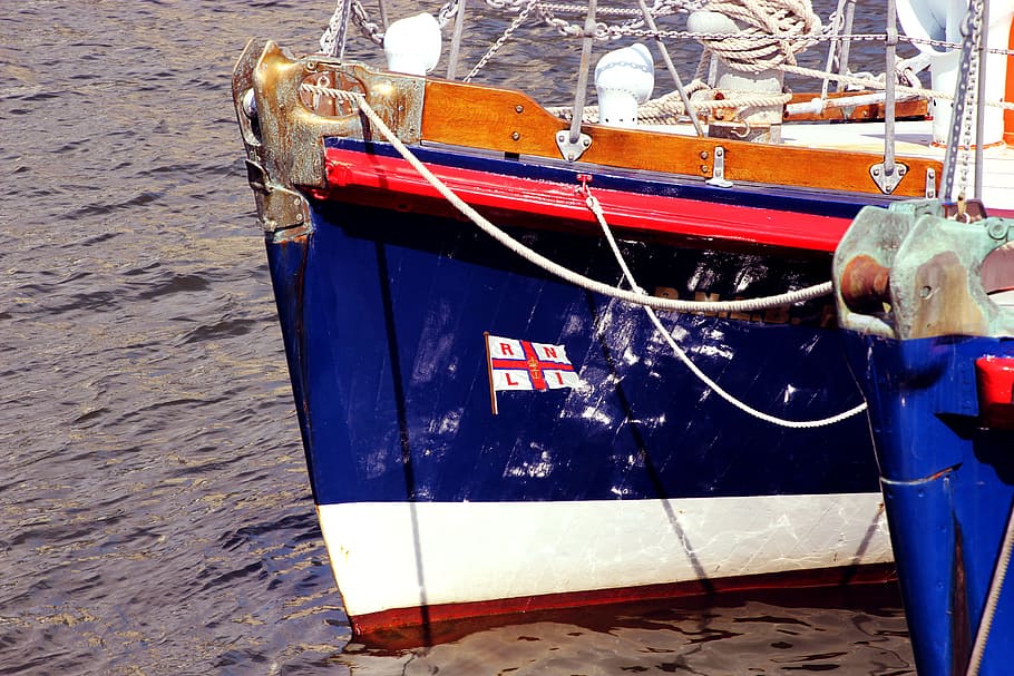 prow, bow, boat, blue, water, ship, sea, transportation, vessel, HD wallpaper
