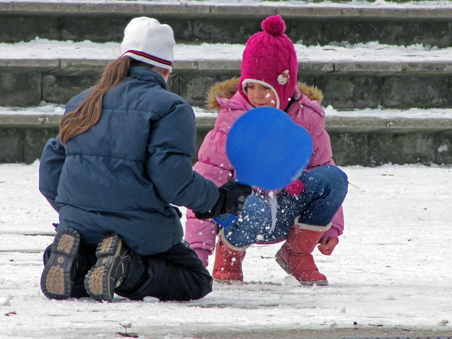 Kids, Game, Winter, girls, child, warm clothing, daughter, childhood HD wallpaper