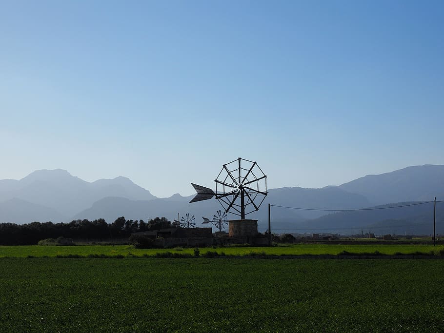 windmill, mallorca, muro, wind energy, wing, wind power, technology HD wallpaper