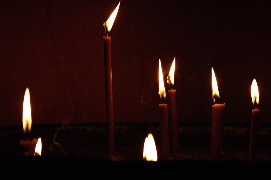 candle, dark, light, flame, fire, candlelight, religion, church HD wallpaper