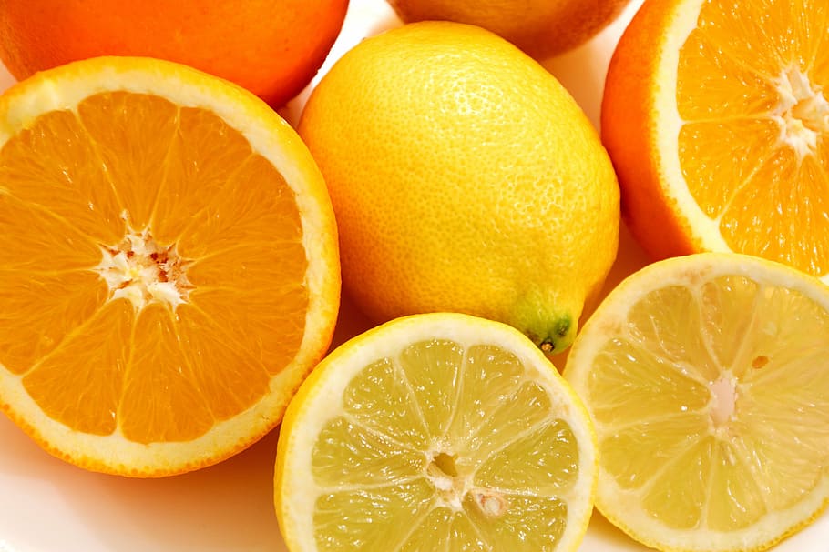sliced orange fruits, oranges, lemons, eat, yellow, nutrition HD wallpaper